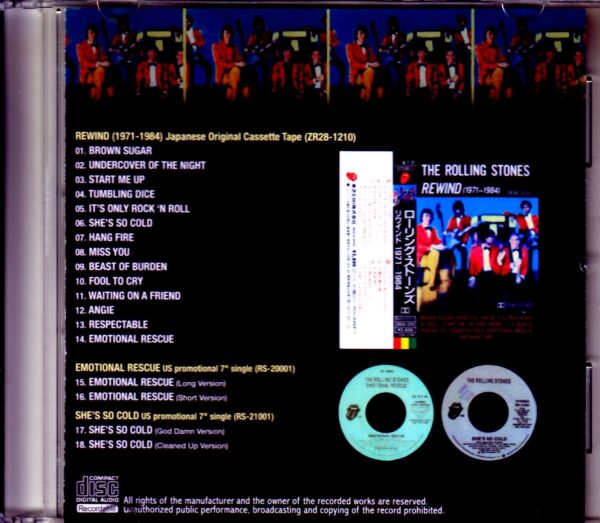 Rolling Stones/Rewind 1971-1984 Japan Original Cassette & more - Image 2