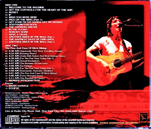 Roger Waters/NY,USA 3.28.1985 - Image 2