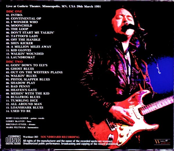 Rory Gallagher/MN,USA 1991 Soundboard Master - Image 2