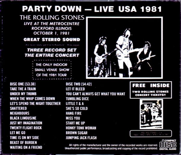 Rolling Stones/IL,USA 1981 Original 3LP Party Down - Image 2