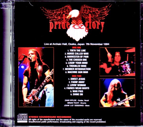 Pride & Glory,Zakk Wylde/Osaka,Japan 1994 - Image 2