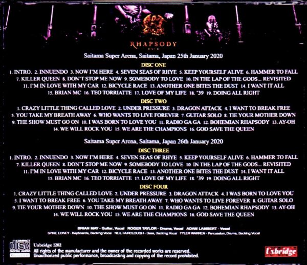 Queen,Adam Lambert/Saitama,Japan 2020 2Days Complete - Image 2