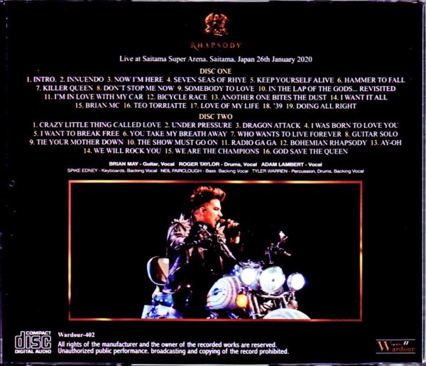 Queen,Adam Lambert/Saitama,Japan 1.26.2020 Upgrade - Image 2