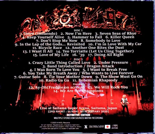 Queen,Adam Lambert/Saitama,Japan 1.26.2020 IEM Matrix Version - Image 2