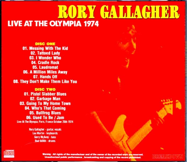 Rory Gallagher/France 10.26.1974 - Image 2