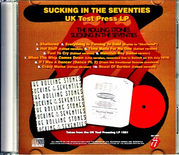 Rolling Stones/Sucking in the Seventies UK Test Pressing LP - Image 2