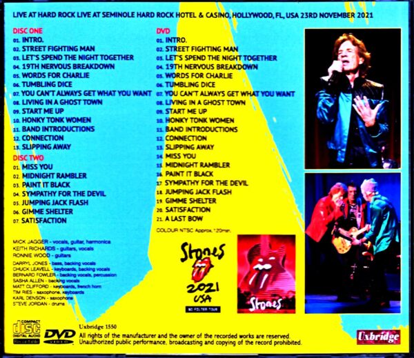 Rolling Stones/FL.USA 11.23.2021 S & V Front Row Balcony - Image 2
