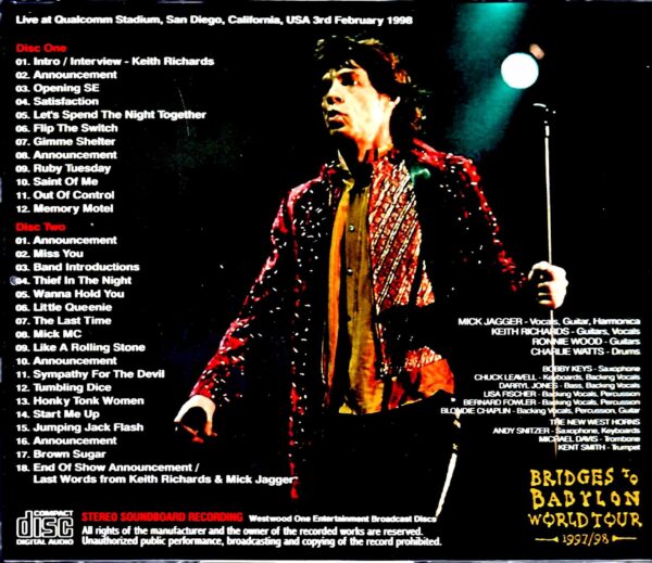 Rolling Stones/San Diego, Ca 1998 Upgrade - Image 2