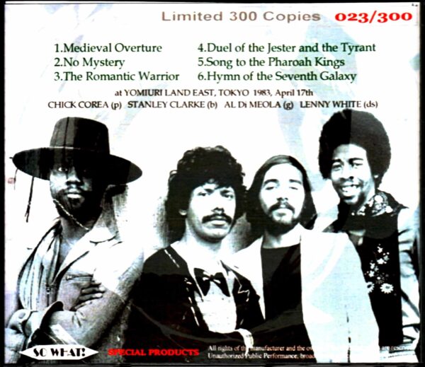 Return to Forever / Yomiuri Land 1983 Tokyo, Japan 4.17.1983 - Image 2