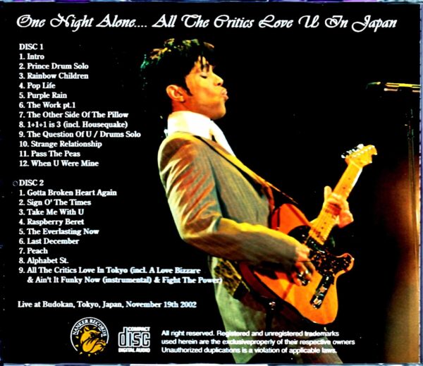 Prince / Final performance in Japan on November 19, 2002 at Nippon Budokan in Tokyo, Japan Complete Edition Tokyo, Japan 11.19.2002 Complete - Image 2