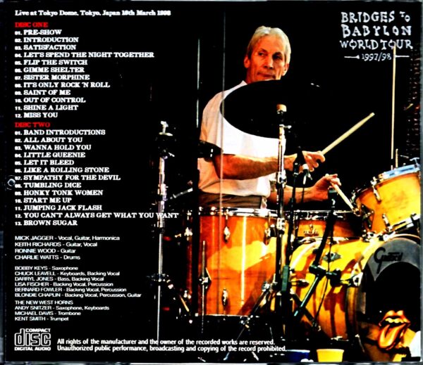 Rolling Stones/Tokyo,Japan 3.16.1998 DAT Master - Image 2