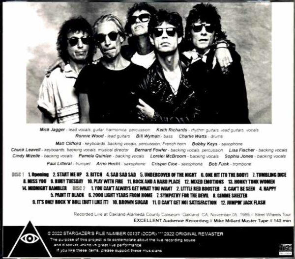 Rolling Stones/CA,USA 11.5.1989 Mike Millard 1st Generation Tapes - Image 2