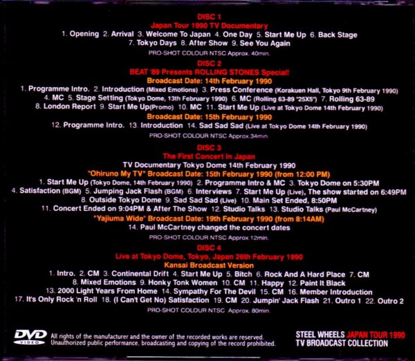 Rolling Stones/Japan Tour Collection 1990 TV Broadcast Collection - Image 2
