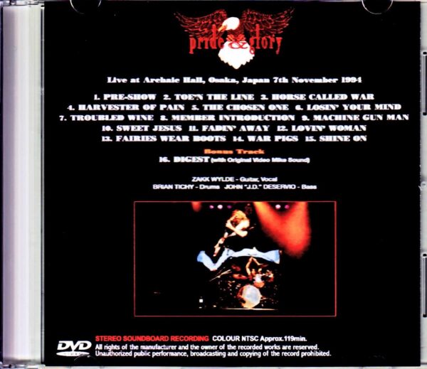 Pride & Glory,Zakk Wylde/Hyogo,Japan 1994 - Image 2