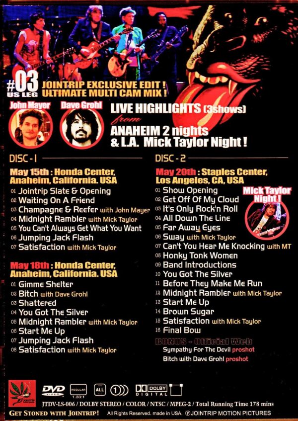 Rolling Stones/Mick Taylor Revival, Miracle Night, etc. CA.USA 2013 - Image 2