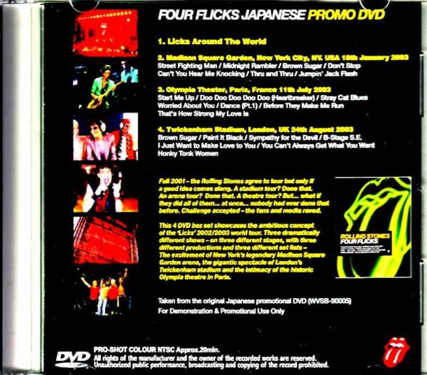 Rolling Stones/Four Flicks Japanese Promo DVD - Image 2