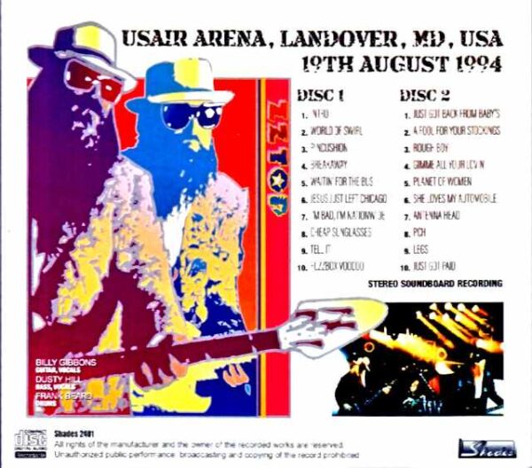 ZZ Top ZZ Top/MD,USA 1994 Complete Soundboard Edition - Image 2