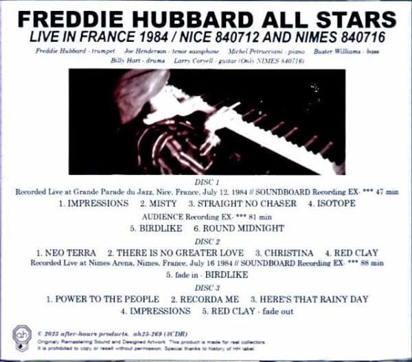 Freddie Hubbard All Stars Joe Henderson, Larry Coryell Freddie Hubbard Joe Henderson Larry Coryell/France 1984 Complete & more Soundboard Edition - Image 2