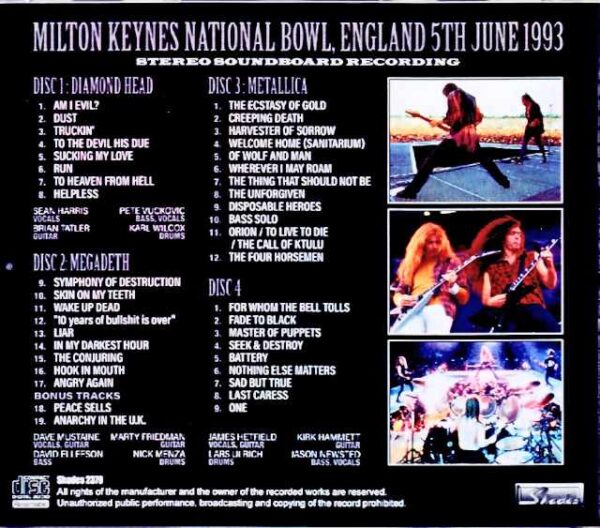 Various Artists Metallica, Megadeth, Diamond Heads Metallica Megadeth/England, UK 1993 Soundboard Edition - Image 2