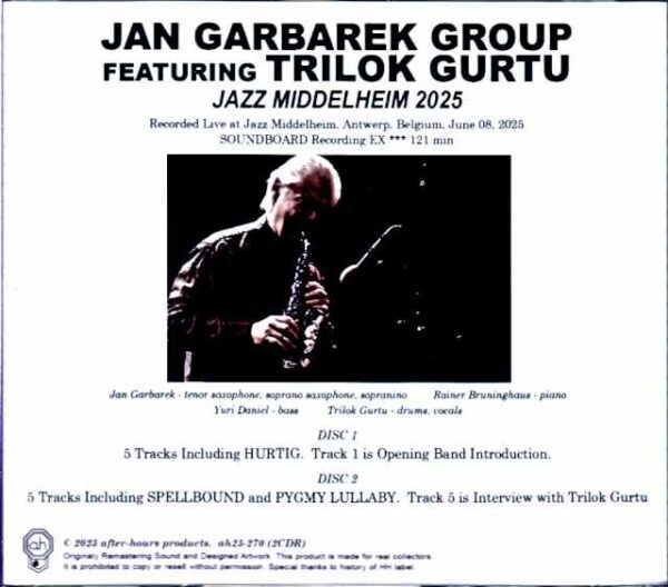 Jan Garbarek Group Trilok Gurtu Jan Garbarek Trilok Gurtu/Belgium 2025 Complete Soundboard Edition - Image 2