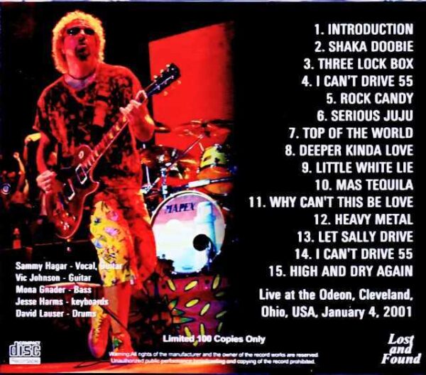 Sammy Hagar and the Wabos Sammy Hagar/OH,USA 01.04.2001 Complete - Image 2