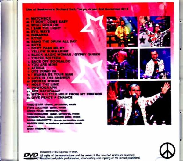 Ringo Starr and His All Starr Band Ringo Starr/Tokyo, Japan 11.2.2016 Complete Jewel Version - Image 2