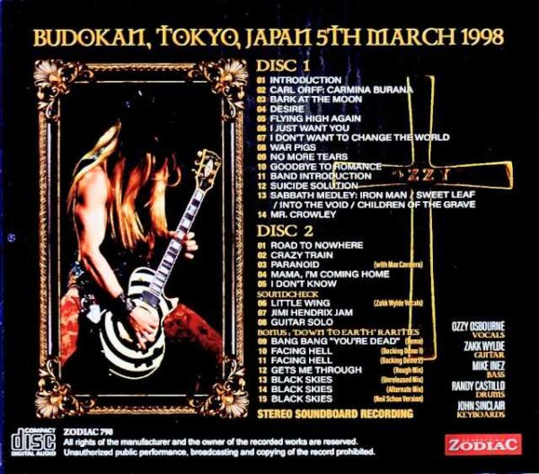 Ozzy Osbourne / Tokyo, Japan 03.05.1998 Complete Soundboard Edition & more - Image 2