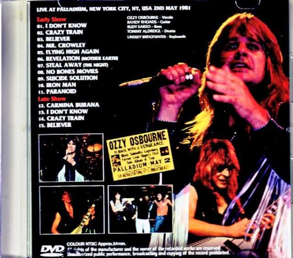 Ozzy Osbourne, Randy Rhodes / NY, USA 1981 2 Shows Upgrade Jewel Version - Image 2