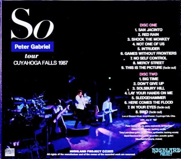 Peter Gabriel Peter Gabriel/OH,USA 06.28.1987 Soundboard Edition - Image 2