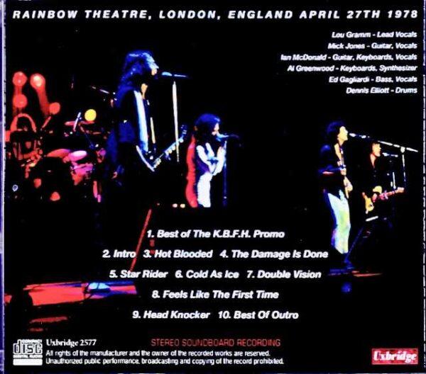 Foreigner / London, UK 04.27.1978 FM Broadcast Edition - Image 2