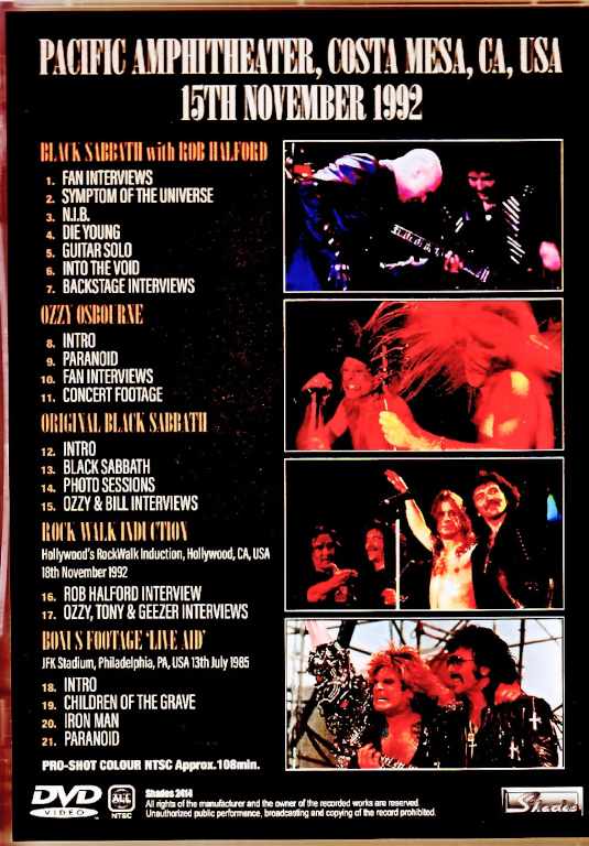 Black Sabbath Ozzy Osbourne, Rob Halford Black Sabbath Ozzy Osbourne/CA,USA 11.15.1992 & more Multi-Cam Edition - Image 2