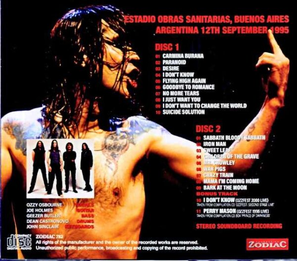 Ozzy Osbourne/Argentina 09.12.1995 Complete Soundboard Edition & more - Image 2