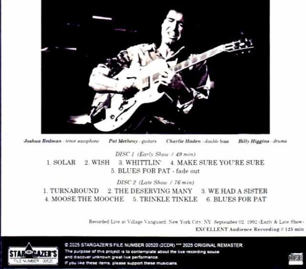 Joshua Redman Quartet Joshua Redman Pat Metheny/NY,USA 1992 2 Shows - Image 2