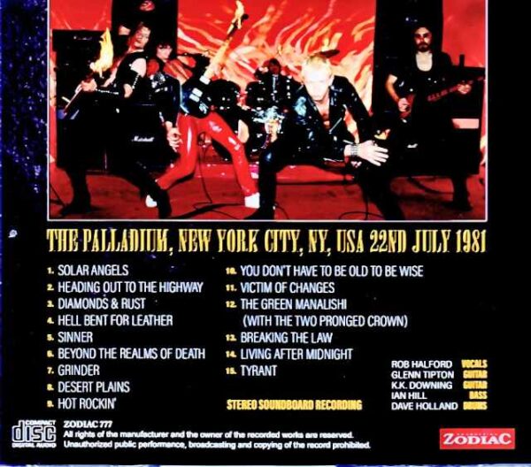 Judas Priest / NY, USA 07.22.1981 Complete Soundboard Edition - Image 2