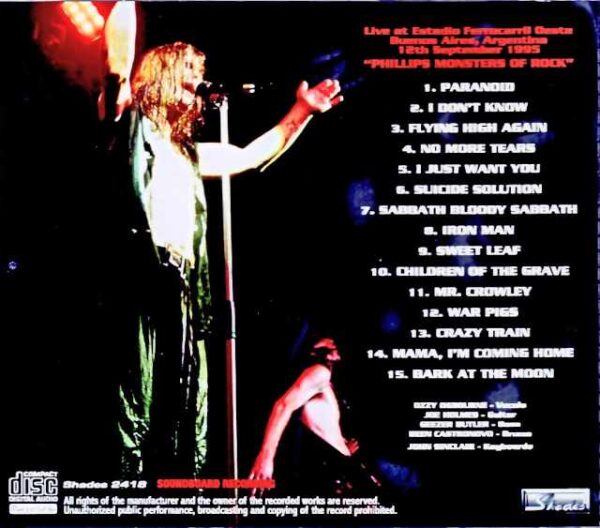 Ozzy Osbourne/Argentina 09.10.1995 Soundboard Edition - Image 2