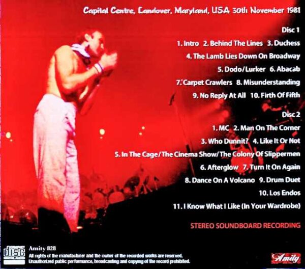 Genesis/MD,USA 11.30.1981 Complete Soundboard Edition - Image 2