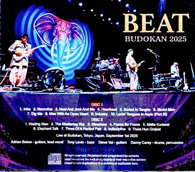 Beat Adrian Belew,Tony Levin,Steve Vai Beat/Tokyo,Japan 09.01.2025 Complete IEM Matrix Edition - Image 2