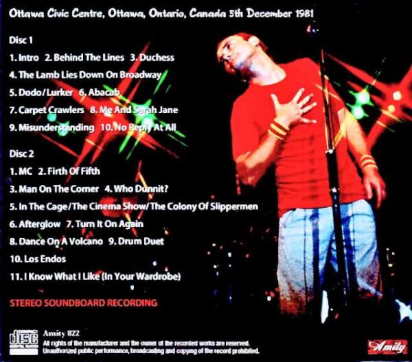 Genesis/Canada 12.05.1981 Complete Soundboard Edition - Image 2