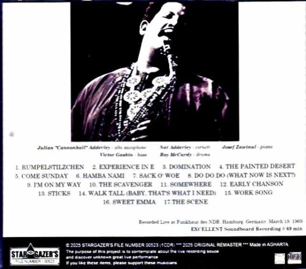 Cannonball Adderley Quintet Cannonball Adderley/Germany 03.19.1969 Soundboard Edition - Image 2