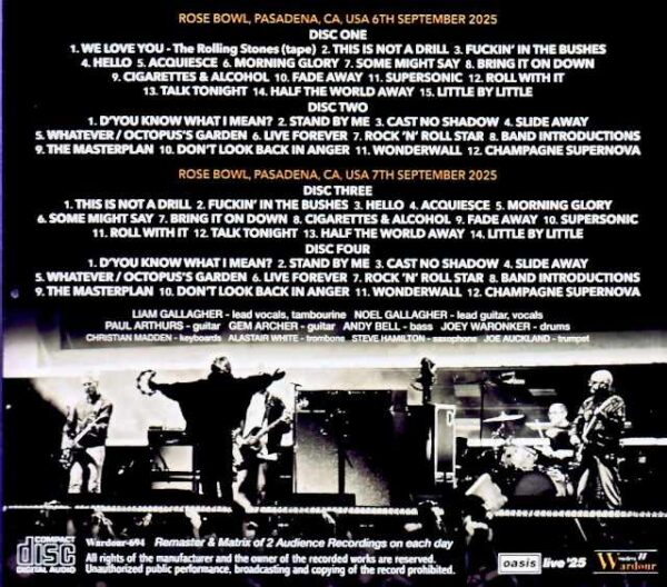 Oasis/CA,USA 2025 Complete Remaster & Matrix of 2Audience Recordings Edition - Image 2