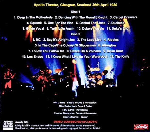 Genesis/Scotland,UK 04.28.1980 Complete Soundboard Edition - Image 2