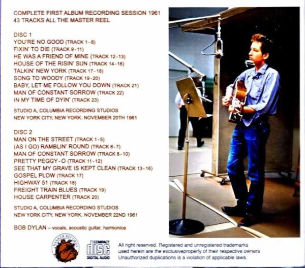 Bob Dylan/First Album Recording Session 1961 - Image 2