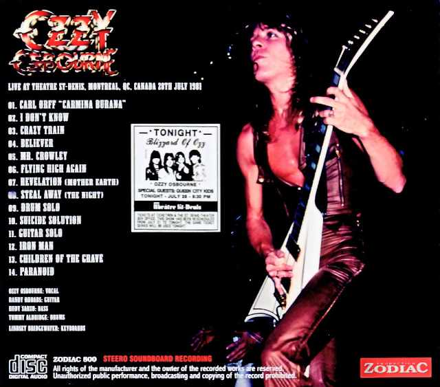 Ozzy Osbourne Randy Rhoads/Canada 07.28.1981 Complete Soundboard Edition - Image 2