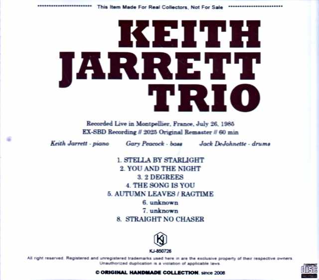 Keith Jarrett Trio Keith Jarrett/France 1985 Soundboard Edition - Image 2