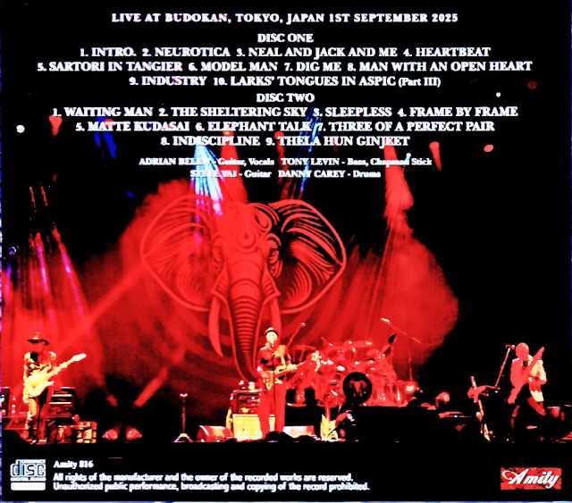 Beat Adrian Belew,Tony Levin,Steve Vai Beat/Tokyo,Japan 09.01.2025 Complete - Image 2
