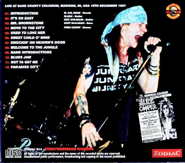 Guns N' Roses / WI, USA 12.19.1987 Complete Soundboard Edition - Image 2