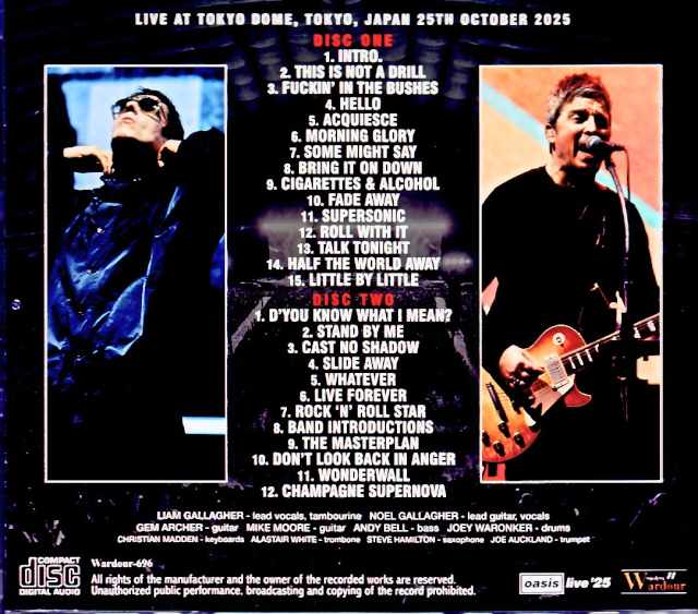 Oasis / Tokyo, Japan 10.25.2025 Complete Stand Seat Near Speaker Rec Edition - Image 2