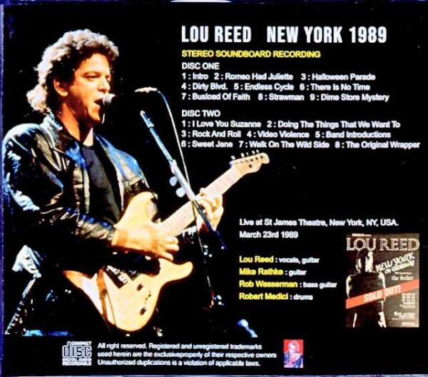 Lou Reed/NY,USA 03.23.1989 Complete Soundboard Edition - SAKURA Record