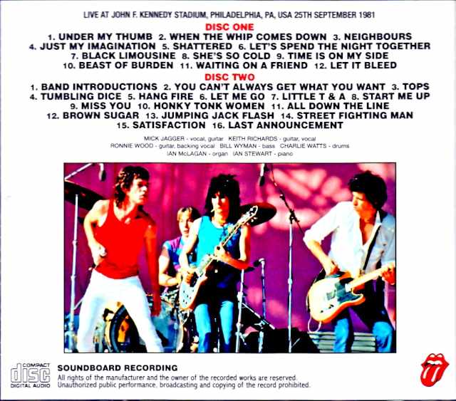 Rolling Stones / PA, USA 09.25.1981 Soundboard Edition Upgrade - Image 2