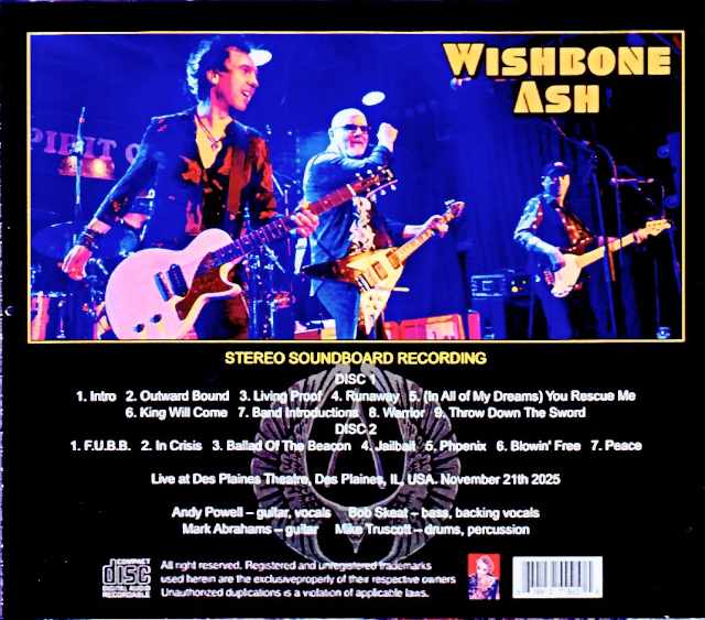 Wishbone Ash / IL,USA 11.21.2025 Complete Soundboard Edition - Image 2